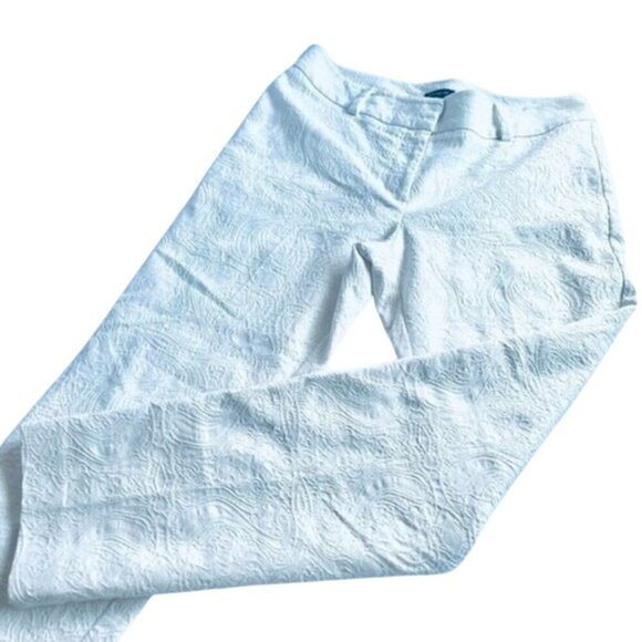 Ann Taylor White Cropped Pants Sz 4 – Vintage Textured Cotton Blend - Picture 1 of 11